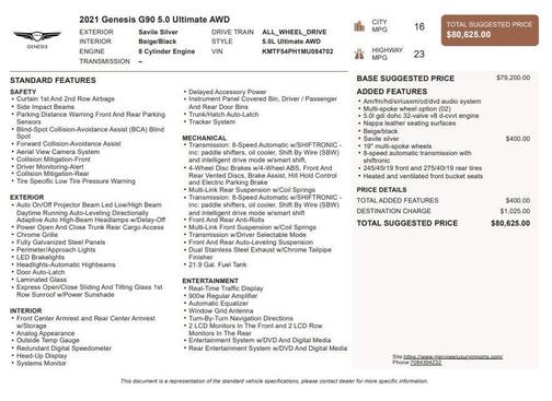 2021 Genesis G90 5.0 Ultimate