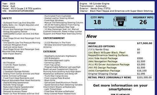 Nardo Gray 2023 Audi RS 5 2.9T