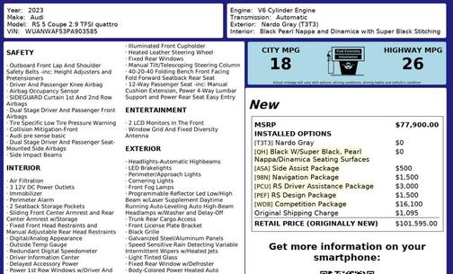 Nardo Gray 2023 Audi RS 5 2.9T