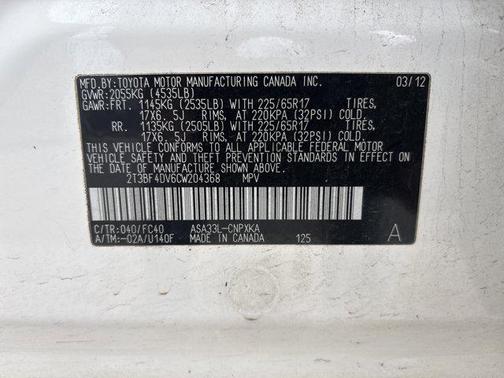 2012 Toyota RAV4 Base