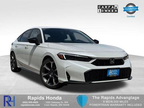 Platinum White 2025 Honda Civic Hybrid Sport Touring