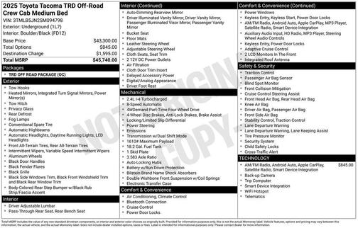 2025 Toyota Tacoma TRD Off Road