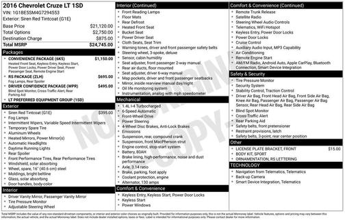 2016 Chevrolet Cruze LT Auto