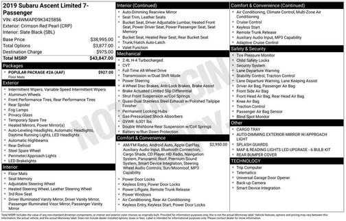 2019 Subaru Ascent Limited 7-Passenger