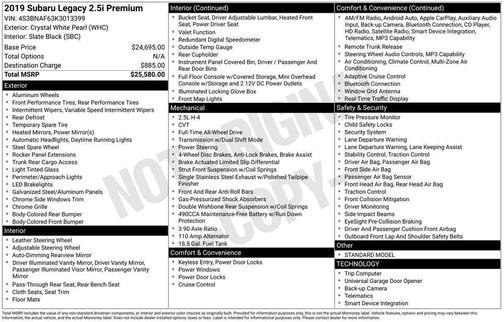 2019 Subaru Legacy Premium