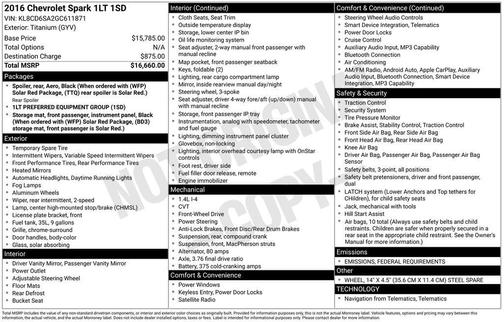 2016 Chevrolet Spark 1LT