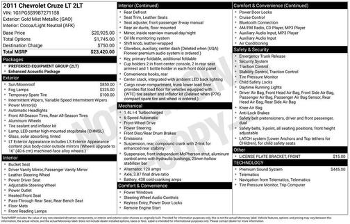 2011 Chevrolet Cruze 2LT