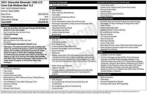Black 2021 Chevrolet Silverado 1500 LTZ