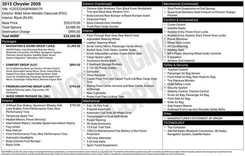 Billet Silver Metallic Clearcoat 2015 Chrysler 200 S