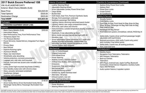 Black Cherry Metallic 2017 Buick Encore Preferred