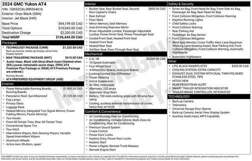 Onyx Black 2024 GMC Yukon AT4