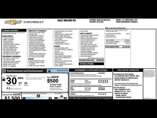 Dark Ash Metallic 2023 Chevrolet Malibu FWD RS