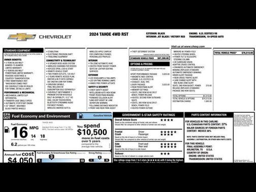 Black 2024 Chevrolet Tahoe 4WD RST