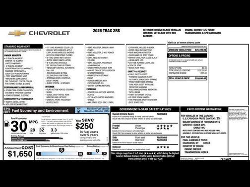 2026 Chevrolet Trax FWD 2RS