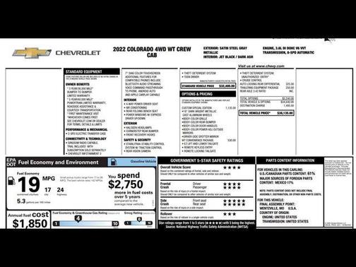 Satin Steel Metallic 2022 Chevrolet Colorado WT