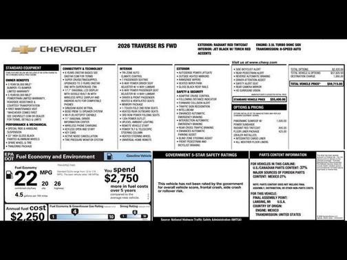2026 Chevrolet Traverse RS