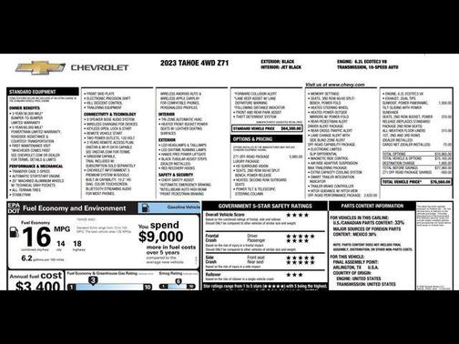 Black 2023 Chevrolet Tahoe 4WD Z71