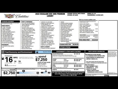 2022 Cadillac Escalade ESV Premium Luxury