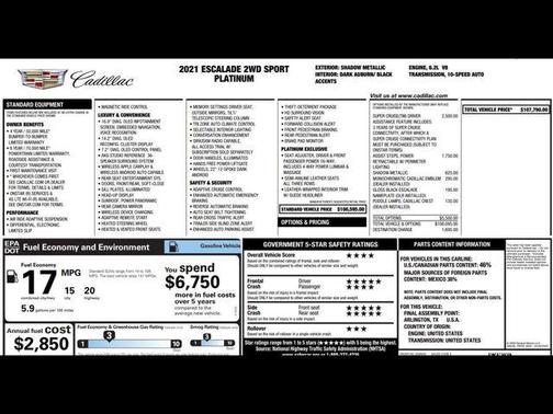 2021 Cadillac Escalade Sport Platinum