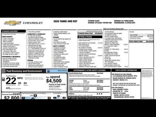 Black 2025 Chevrolet Tahoe 4WD RST