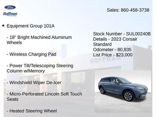 Whisper Blue Metallic Clearcoat 2023 Lincoln Corsair Standard