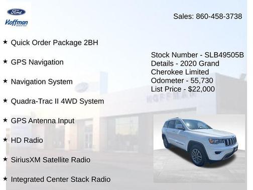 Bright White Clearcoat 2020 Jeep Grand Cherokee Limited