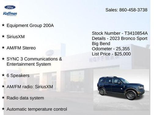 Alto Blue Metallic Tinted Clearcoat 2023 Ford Bronco Sport Big Bend