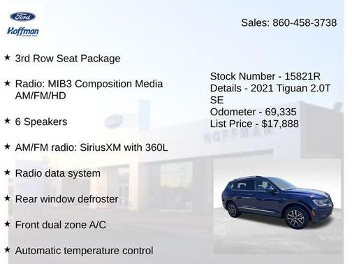 Atlantic Blue Metallic 2021 Volkswagen Tiguan 2.0T SE 4MOTION