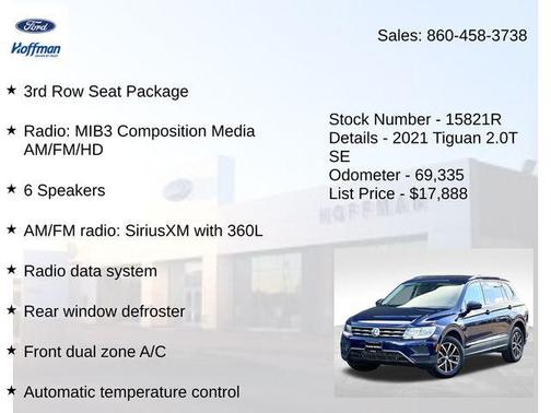 Atlantic Blue Metallic 2021 Volkswagen Tiguan 2.0T SE 4MOTION