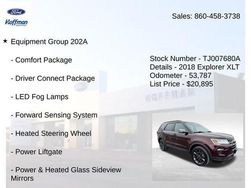 Burgundy 2018 Ford Explorer XLT