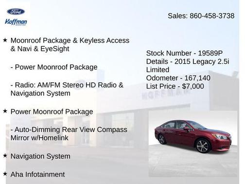 Venetian Red Pearl 2015 Subaru Legacy Limited