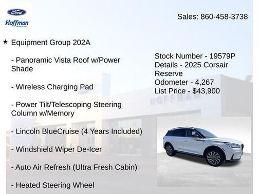 Pristine White Metallic Tri-Coat 2025 Lincoln Corsair Reserve