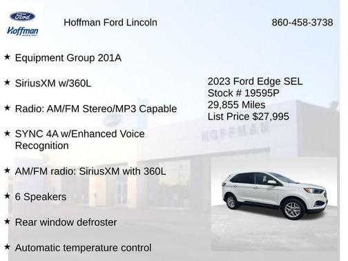 Star White Metallic Tri-Coat 2023 Ford Edge SEL
