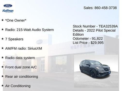 Crystal Black Pearl 2022 Honda Pilot AWD Special Edition