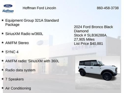 Oxford White 2024 Ford Bronco Black Diamond
