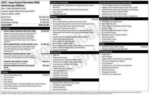 2021 Jeep Grand Cherokee 80th Anniversary 4x4