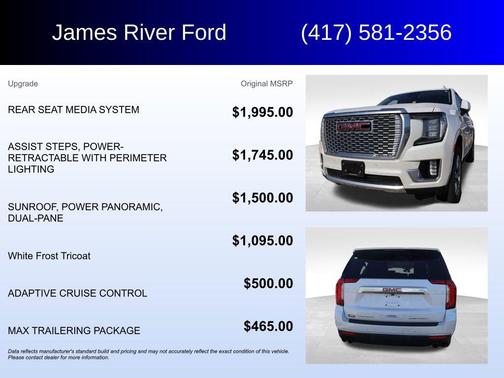White Frost Tricoat 2023 GMC Yukon XL Denali