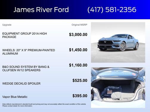 Vapor Blue Metallic 2026 Ford Mustang EcoBoost Premium