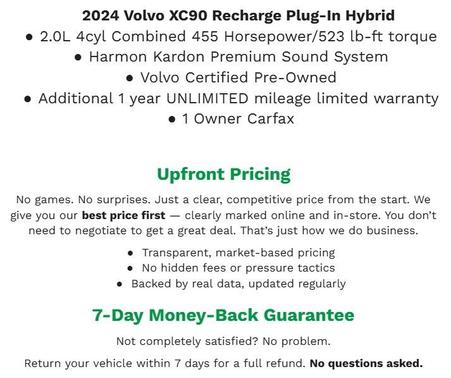 2024 Volvo XC90 Recharge Plug-In Hybrid T8 Plus 6-Seater
