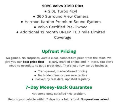 2026 Volvo XC90 Plus, B6 AWD Gas (mild hybrid), Gasoline, Bright, 7 Seats