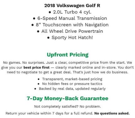 BLUE 2018 Volkswagen Golf R 2.0T Manual