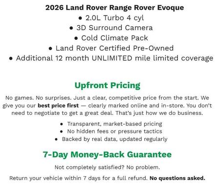 Fuji White 2026 Land Rover Range Rover Evoque Core S