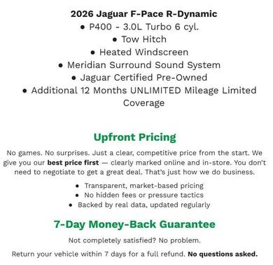 Fuji White 2026 Jaguar F-PACE R-Dynamic S P400 AWD Automatic