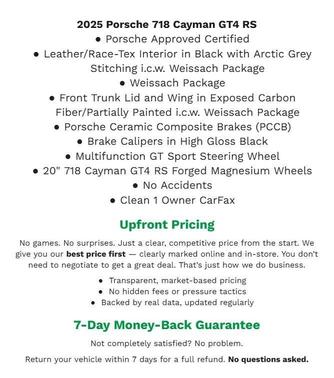 2025 Porsche 718 Cayman GT4 RS