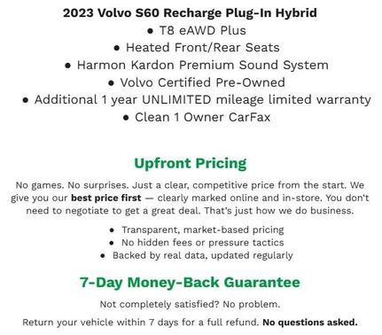 2023 Volvo S60 Recharge Plug-In Hybrid T8 Plus Dark Theme