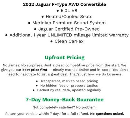 2022 Jaguar F-TYPE P450 R-Dynamic AWD Automatic