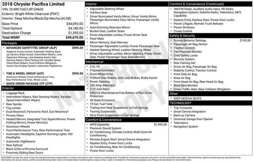 2018 Chrysler Pacifica Limited