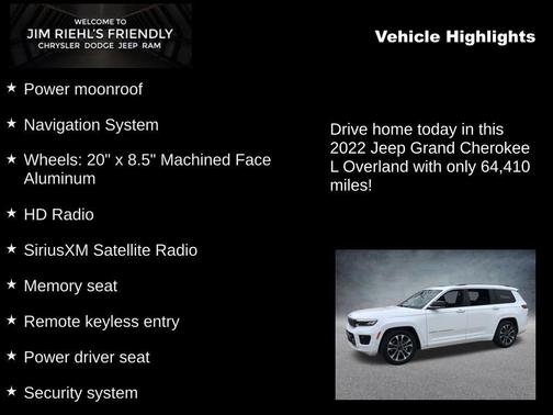 Bright White Clearcoat 2022 Jeep Grand Cherokee L Overland