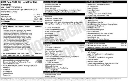 2026 RAM 1500 Big Horn/Lone Star