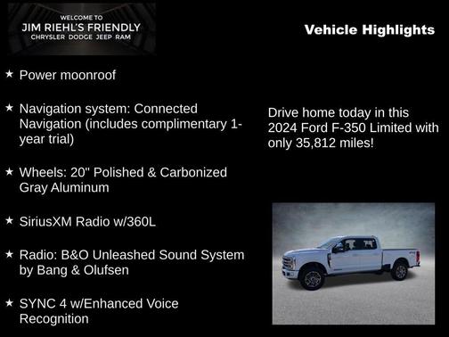 Star White Metallic Tri-Coat 2024 Ford F-350 Limited